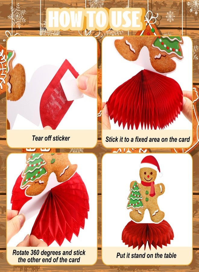 Weekgrat 12 Pcs Christmas Gingerbread Man Honeycomb Centerpieces Gingerbread Man Party Table Centerpieces Christmas Party Decorations for Xmas Winter Home Office Birthday Supplies - Image 5